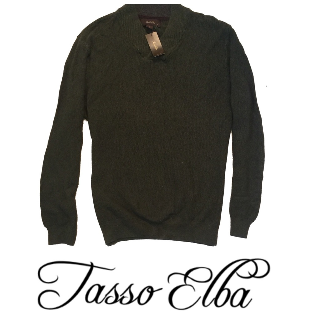 Tasso Elba V Neck Pullover Knit Sweater NEW